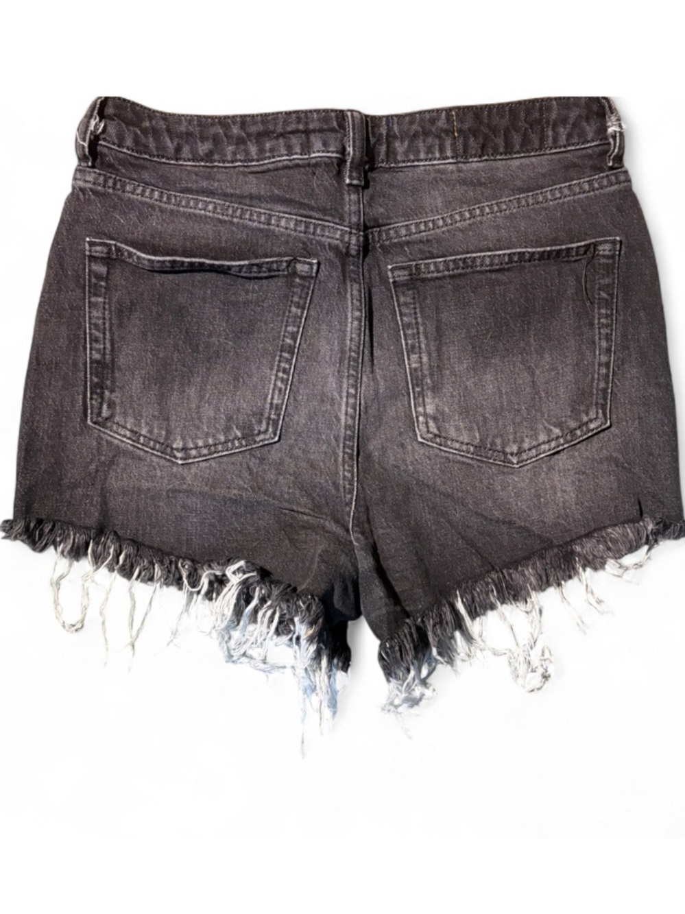 Boutique Black Distressed Denim Shorts Raw Hem Festival Boho NWOT - Picture 2 of 2
